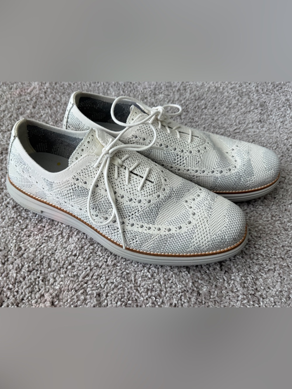 Cole Haan OriginalGrand Stitchlite Wingtip Oxford Knit Ivory Derby Shoes